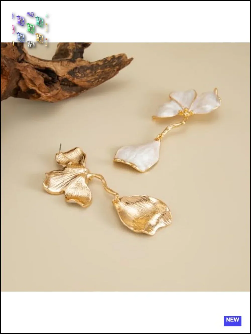 Enamel Resin Petal Leaf Dangle Earrings Lightweight Statement Drop Earrings